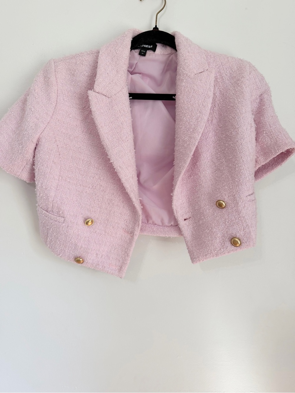Express tweed pink cropped blazer business casual office XS